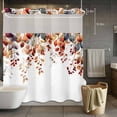 thumbnail image 3 of Colorful Leaves No Hook Shower Curtain with Snap in Liner Vintage Watercolor Orange Grey Eucalyptus Leaf Berry Waterproof Bathroom Shower Curtain with See Through Top Window for Bathtub 72" x 78", 3 of 9