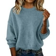 thumbnail image 2 of Plus Size Women Hoodie Solid Color Loose Ladies Sweater Spring And Autumn One Word Shoulder Exposed Shoulder Hood Sweater, 2 of 8