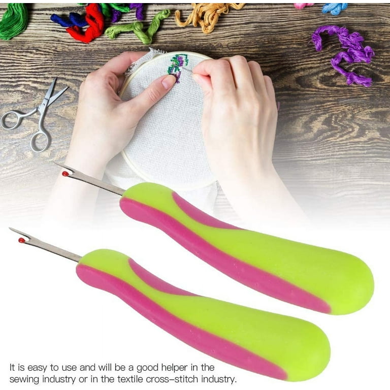 Seam Rippers, 2 Pcs Handy Stitch Eraser Sharp Sewing Thread Unpicker Remover with Ergonomic Handles Hems Tool Accessories for Clothes Opening