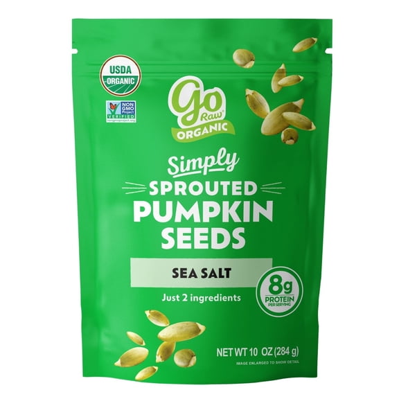 Go Raw Organic Sprouted Pumpkin Seeds, Sea Salt Flavor, 8g Protein, 10 oz Bag