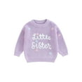 thumbnail image 2 of Musuos Baby Girl Fall Sweater 0-18Months FloralLetter Embroidery Long Sleeve Round Neck Chunky Knitwear Pullover, 2 of 7