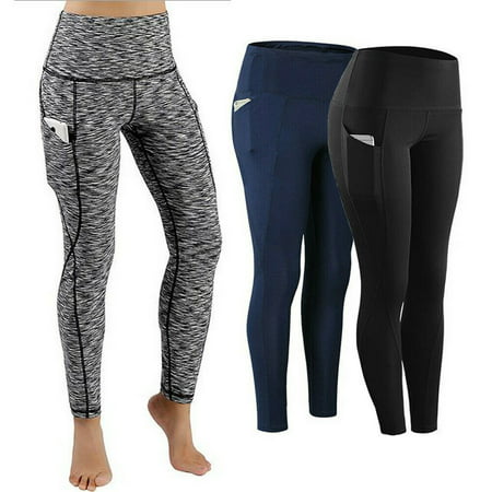 Women's High Waist Yoga Pants Pocket Gym Fitness Sports Capri Leggings (Best Black Workout Pants)