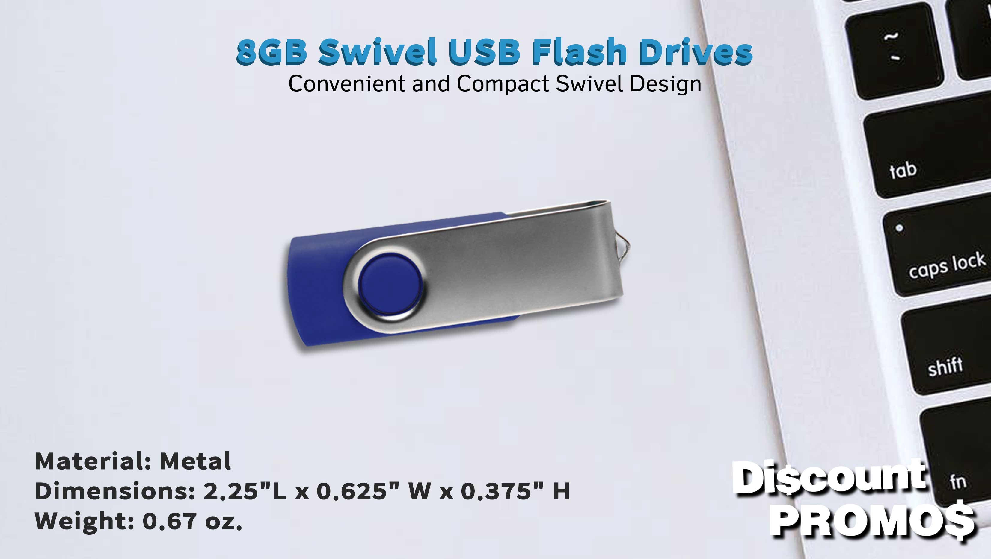 6 Swivel USB Flash Drives Pack, 8GB - Pocket size, Long Data Retention - Blue