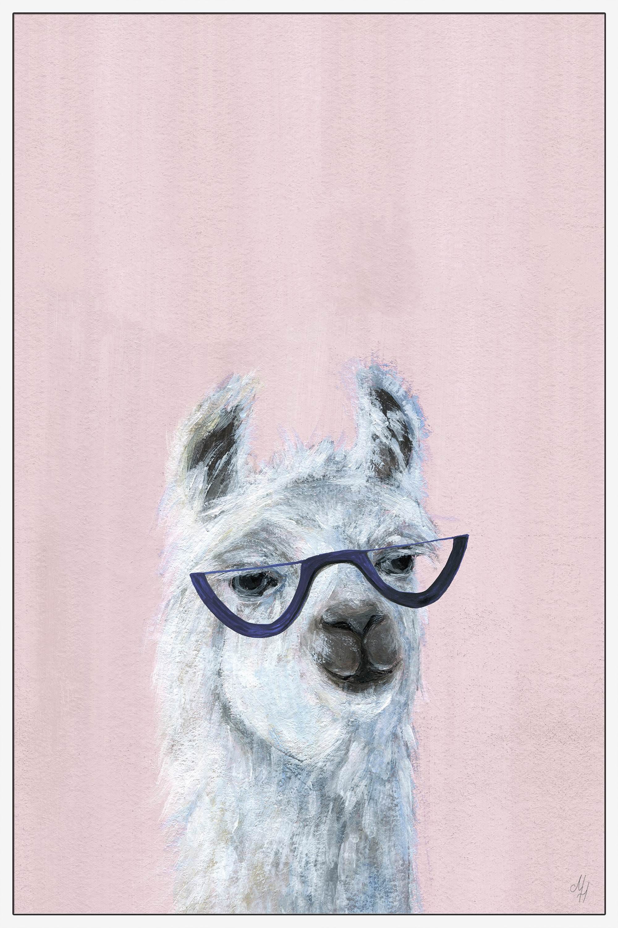 Studious Llama Floater Framed Painting Print on Canvas