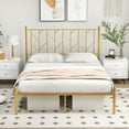 thumbnail image 2 of Gymax Full Size Platform Bed Frame Heavy-duty Metal Bed Frame w/Sturdy Metal Slat Support Gold, 2 of 10