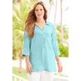 thumbnail image 2 of Catherines Women's Plus Size Anywear Pucker Cotton V-Neck Placket Blouse, 2 of 3