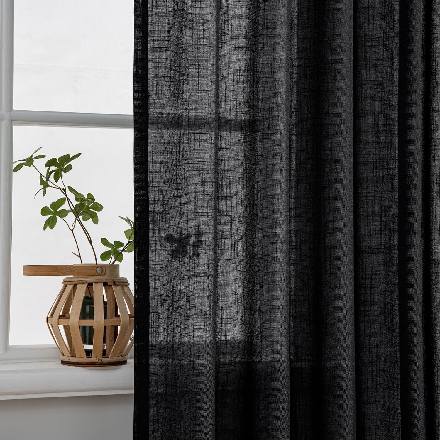 Linen Curtains 84 Inch Length 2 Panels for Bedroom Living Room, Soft Thick Linen Textured Back Tab Window Drapes Semi Sheer Light Filtering Rod Pocket Modern Farmhouse Decor