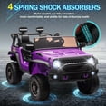 thumbnail image 3 of UniFun 24V 2 Seater Ride on Car for Kids, Electric Truck w/Remote Control, 20.28" Wide Seat, 2x200W Motor, Four-wheel Suspension, Bluetooth, MP3, 2 Seat Belts, Lights, Toys for Boys and Girls -Purple, 3 of 8