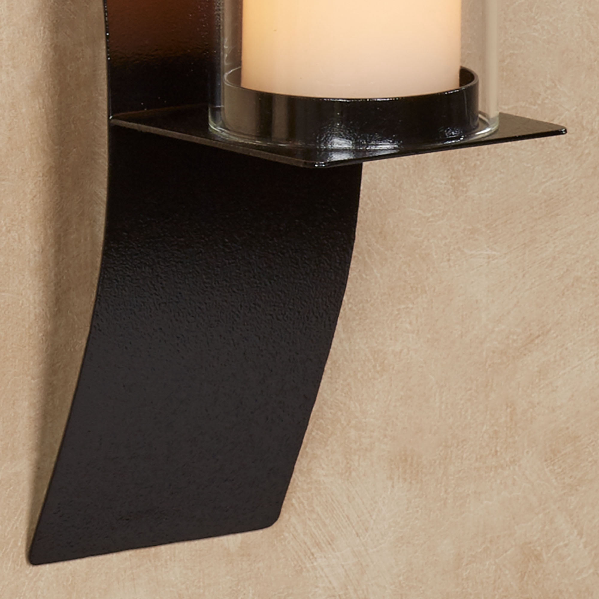 Sinuous Wall Sconce Pair Black - Handcrafted Steel - Glass Hurricane - Set of 2 - Metal Sconces Holder for Bedroom, Bathroom, Living Room, Kitchen Walls Small 24 Inches High