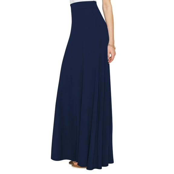 Made by Johnny Women's Solid Maxi Skirt with Elastic Waist Band XXL NAVY