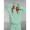 thumbnail image 4 of Women Hoodies with Eye Mask Oversized Long Sleeve Comfy Casual Basic Pullover Sweatshirts Fall Outfits Y2K Clothes Light Green M, 4 of 7