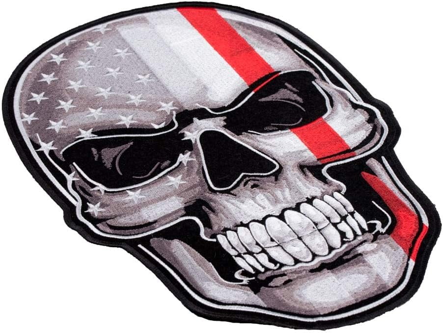 Thin Red Line Subdued US Flag Skull Patch Unisex, Firefighter Patches
