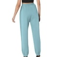 thumbnail image 6 of Sweatpants for Women Solid Color Elastic Waist Sports And Leisure Belt Pocket Threaded Ankle Pants, 6 of 9