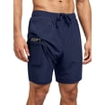 thumbnail image 2 of Men'S Swim Trunks with Compression Liner Stretch Swimming Shorts with Pockets Navy Blue XXL, 2 of 4