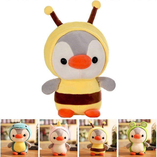 Lindos peluches, es un pingüino disfrazado de abeja, lindos animales de peluche, pingüino de peluche adecuado para niños y niñas, 10 pulgadas FSL-171