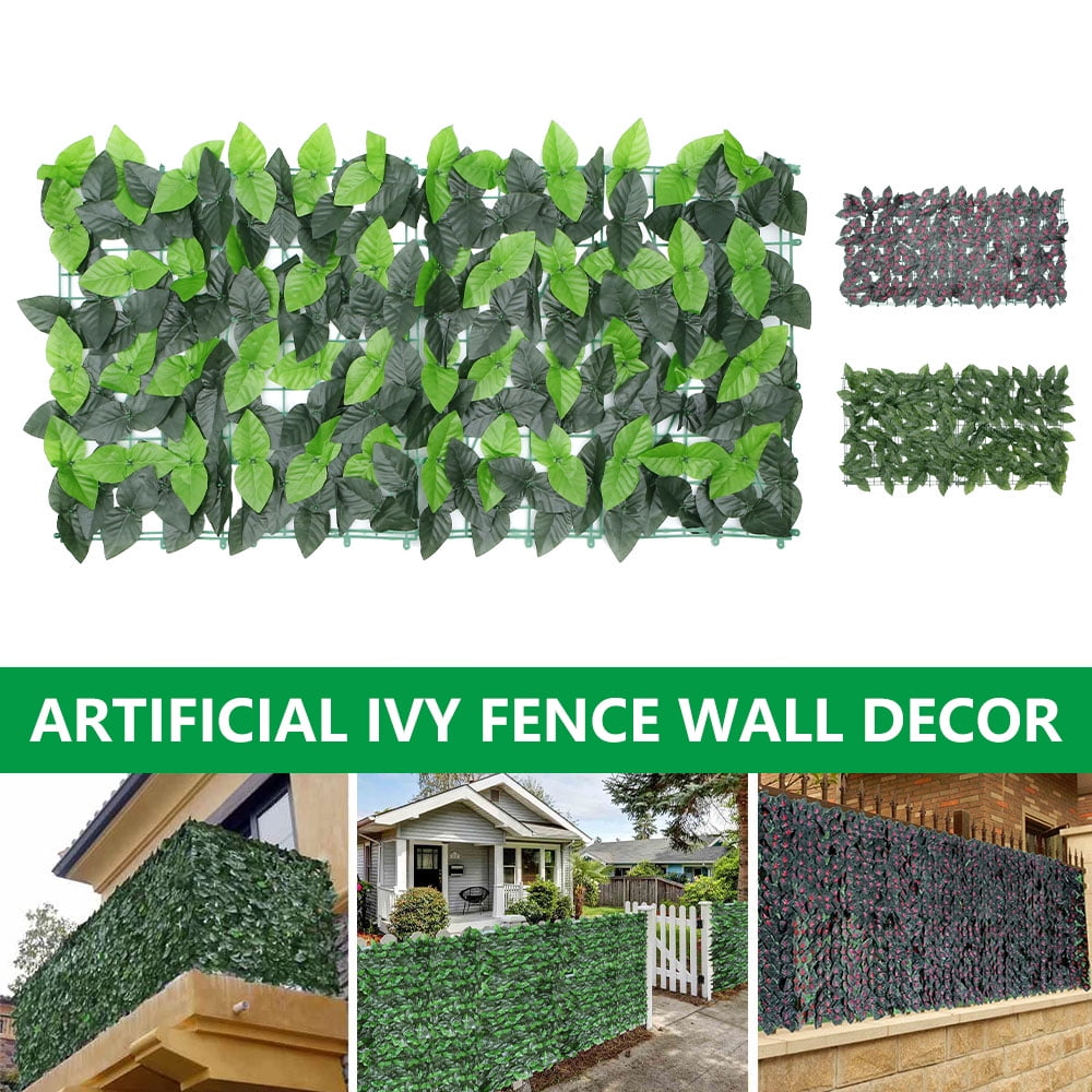 winnerruby Artificial Leaf Screening,Expanding Trellis Fence Roll with Ivy Leaves,UV Fade Protected Privacy Hedging Wall Landscaping Garden Fence Balcony Screen Apple/Watermelon Leaf