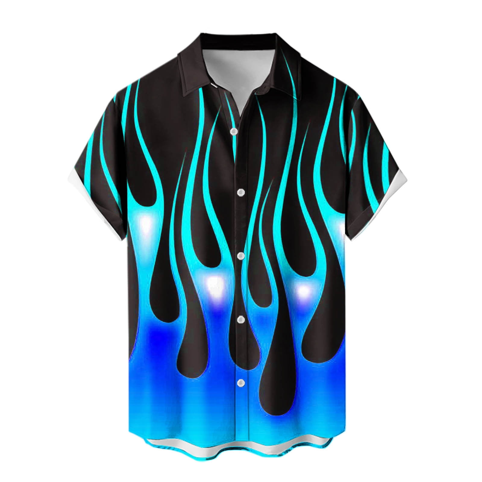 lcziwo Hawaiian Shirt for Men Funny Novelty 3D Flame Printed