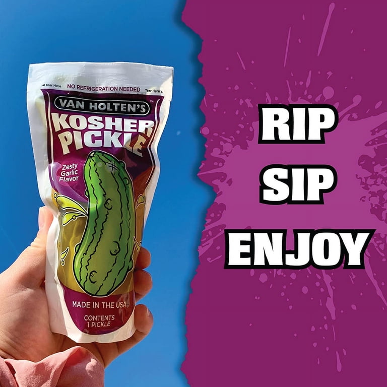 2x Pouches Van Holten's Jumbo Kosher Zesty Garlic Dill Pickle In-A