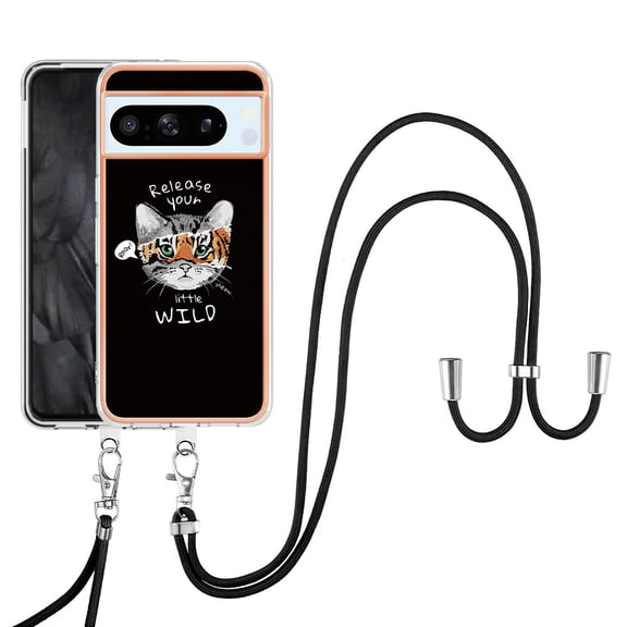 TECH CIRCLE For Google Pixel 8 Case,Stylish Pattern Soft Slim Thin Silicone TPU Girls Boys Women Men Case Shockproof Protective Phone Case with Strap for Google Pixel 8 6.2" 2023,Cat