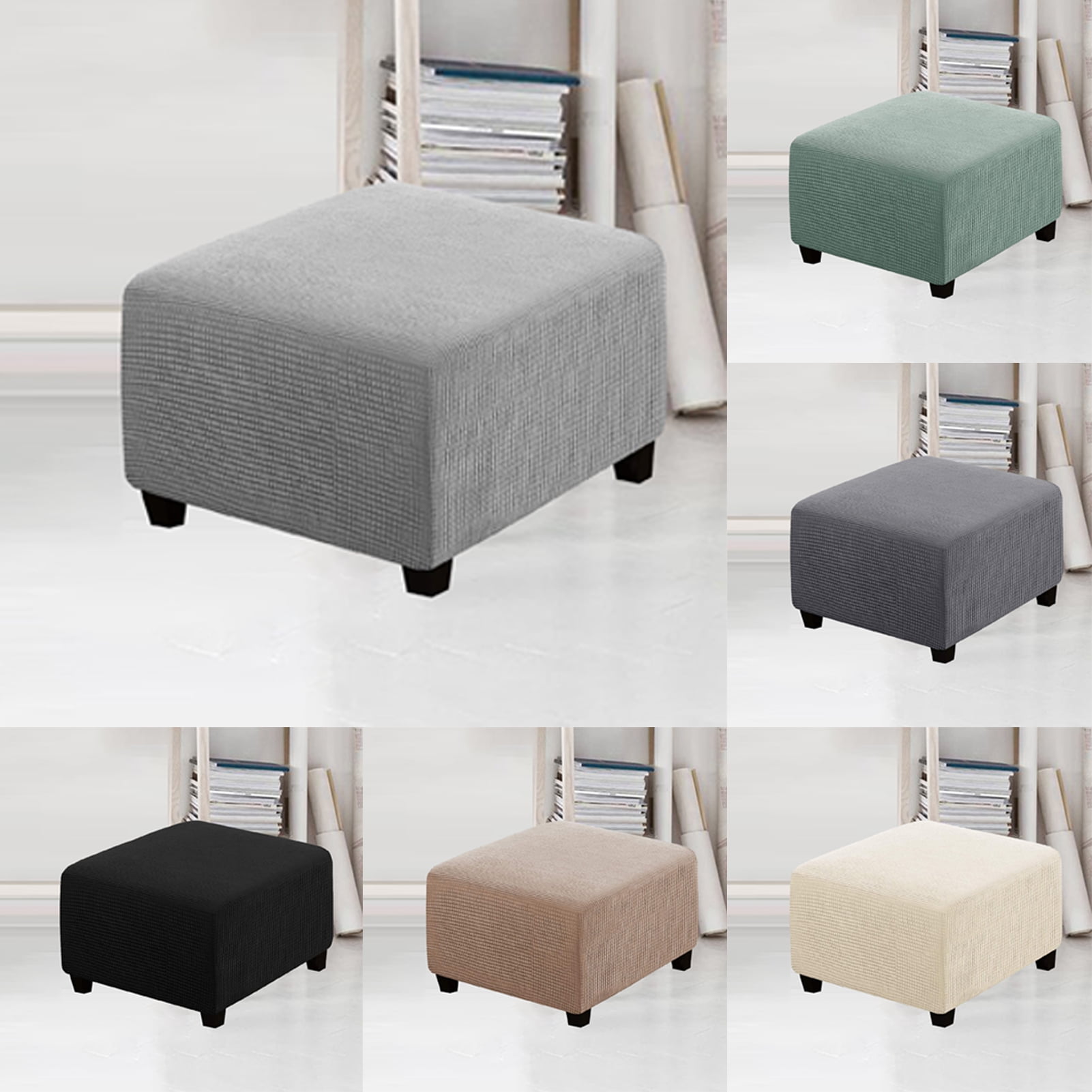 Stretch Stool Cover Rectangular Chair Seat Cover Washable Cushion Slipcover