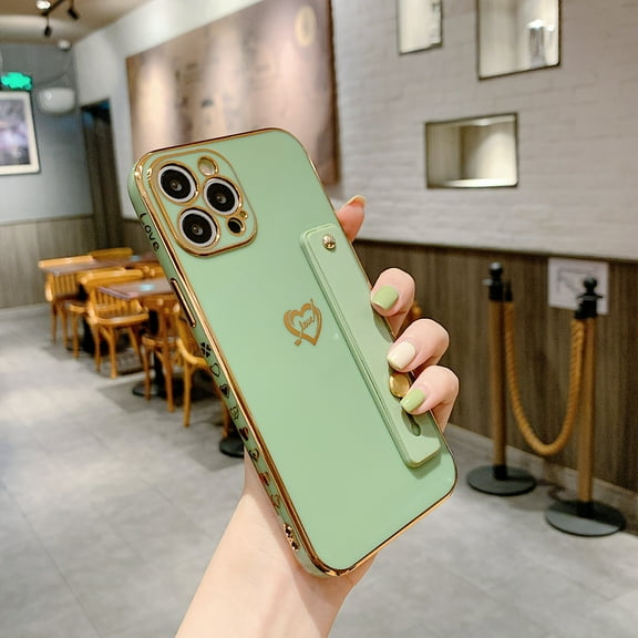 Dteck Compatible with iPhone X/XS Case Soft TPU Heart Plating with Adjustable Wristband Kickstand Anti-Scratch Shockproof Protective Slim Thin Cover for Women Girls For iPhone XS/X,Mint