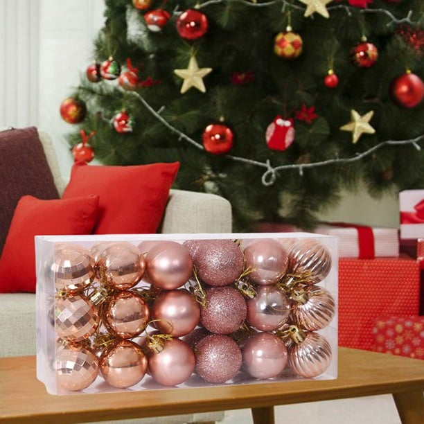 VAINECHAY Adornos Para árbol De Navidad Rosas: Decoraciones De Navidad, Bolas De Navidad Inastillables, Decoración Decorativa, 2.362 In / 2.36 Pulgadas, Juego De 34 Unidades