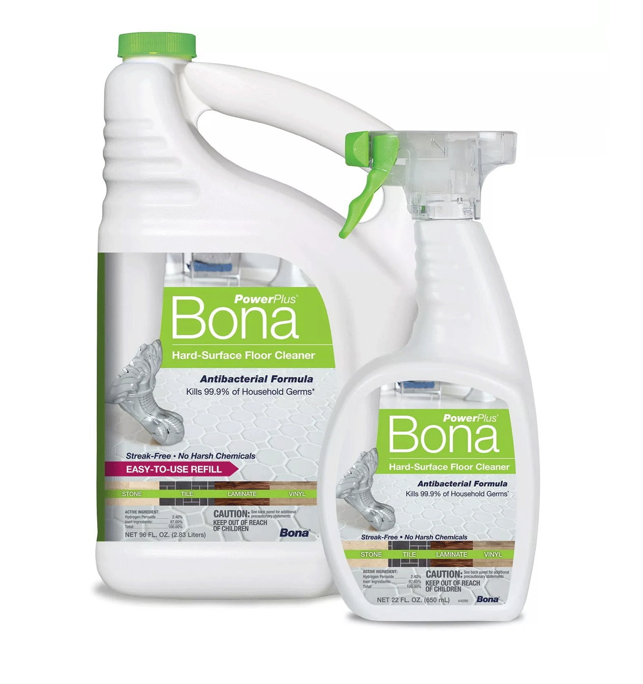 Bona PowerPlus Antibacterial HardSurface Floor Cleaner 96 oz. + 22 oz