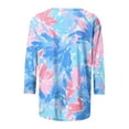 thumbnail image 4 of Byworldtasic Women's Oversize Long Sleeve Tops Women's Round Neck Soft Breathable Lightweight Blouses 3/4 Length Sleeve Pullover Tops Colorful Prints T-shirt Multicolor-2, 4 of 5
