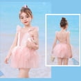 thumbnail image 4 of Swim Suits for Girls Cute Sun Mesh Solid Color Dress Bathing Suit, 4 of 6