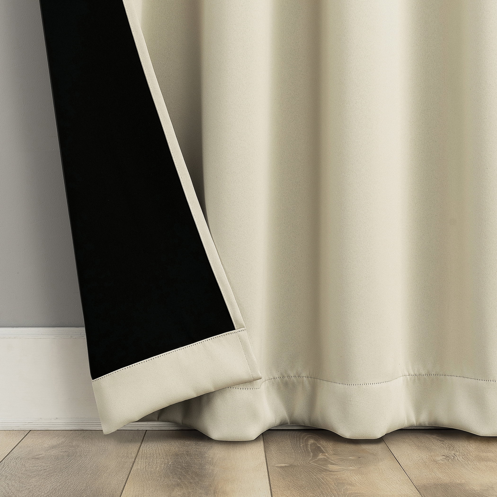 Sun Zero Bergen 1-Piece Theater Grade Extreme 100% Blackout Rod Pocket Curtain Panel, 40"X96", Cream