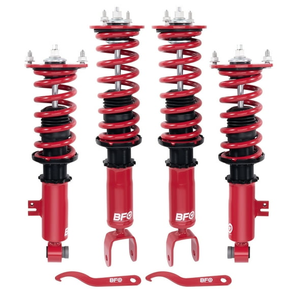 BFO Coilovers for Nissan 300ZX Z32 RWD 1990-1996, Height Adjustable Coilovers Suspension Kit, Preset Damping Shock Absorber Struts, Lowering Kit Red