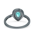 thumbnail image 3 of Pear Teardrop Art Deco Ring Black Tone Paraiba Tourmaline CZ 925 Sterling Silver Size 8, 3 of 6