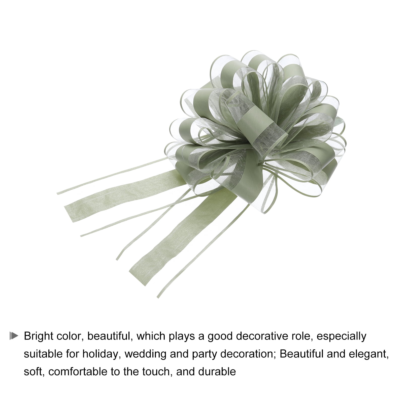 20pcs 8" Large Big Pull Bow Organza Gift Wrapping Bows Ribbon for Wedding Presents Christmas,Army Green