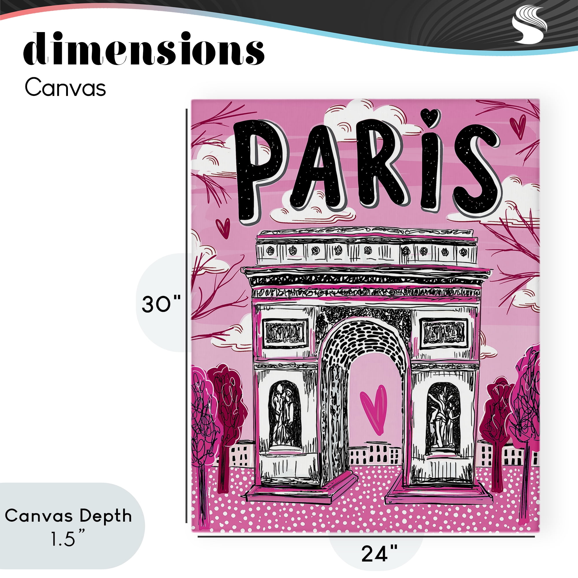 Stupell Industries Romantic Paris Arc de Triomphe Canvas Wall Art, design by Jess Stempel