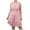 Pink, variant on IROINNID A-Line Dress For Women Deep V-Open Back Suspender Burnt Flower Hollowed Out Dress Below The Knee Solid Color Dress