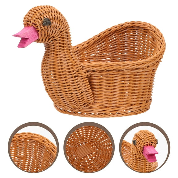 Baluue Large -Shaped Wicker Storage Basket Plastic Assorted Colors 1 Set for Kitchen Organization