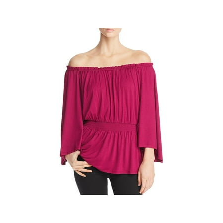 Jersey Stitch Pullover - Cupio Blush Womens Jersey Off-The-Shoulder Pullover Top