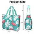thumbnail image 3 of Tote Bag for Women - Flamingo and Palm Leaves Tropical Hawaii Shoulder Bag - Large Utility Work Duffle Bag with Zipper Handbag for Travel, Work, Sprots, 3 of 5