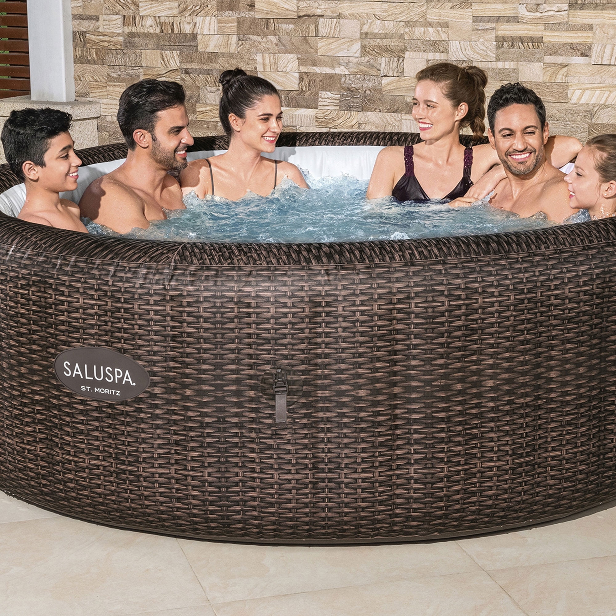 Bestway Coleman St Moritz Hot Tub with 4 SaluSpa Non Slip Seat and 2 Headrest Pillows