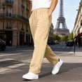 thumbnail image 6 of Resicozy Men Sweatpants With Pockets Baggy Straight Leg Drawstring Waist Joggers Pant Workout Gym Athletic Running Sweat Pants Beige S, 6 of 6