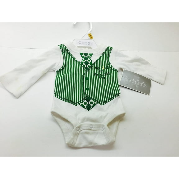 New Born Baby Girl or Boy 12" Onies My First St Patrick Irish Day Romper White Green Formal Attire New