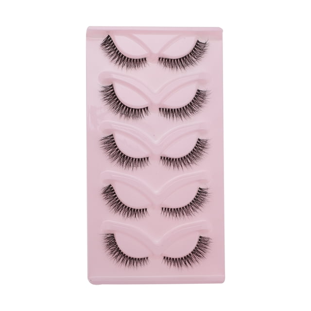 Unique Bargains 5 Pairs Soft 5D False Eyelashes for Makeup Black