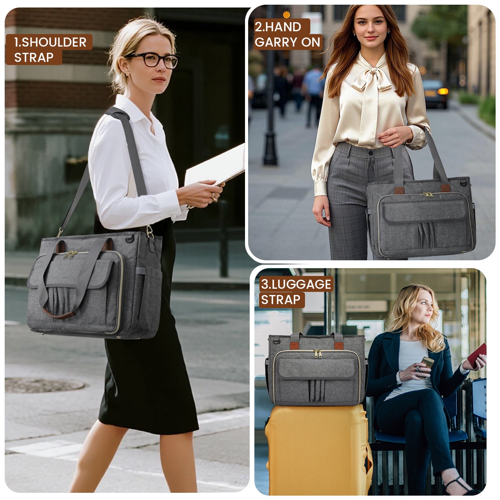 RAINSMORE Teacher Tote Bag 15.6 inch Laptop Bag for Women Work Bags Nurse Bag Lightweight Laptop Tote Computer Briefcase