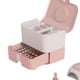 thumbnail image 5 of Caja de almacenamiento de cosméticos Cajón de 2 capas Caja de almacenamiento de maquillaje portátil de gran capacidad con asa para esmalte de uñas Nail Art Rosa, 5 of 10