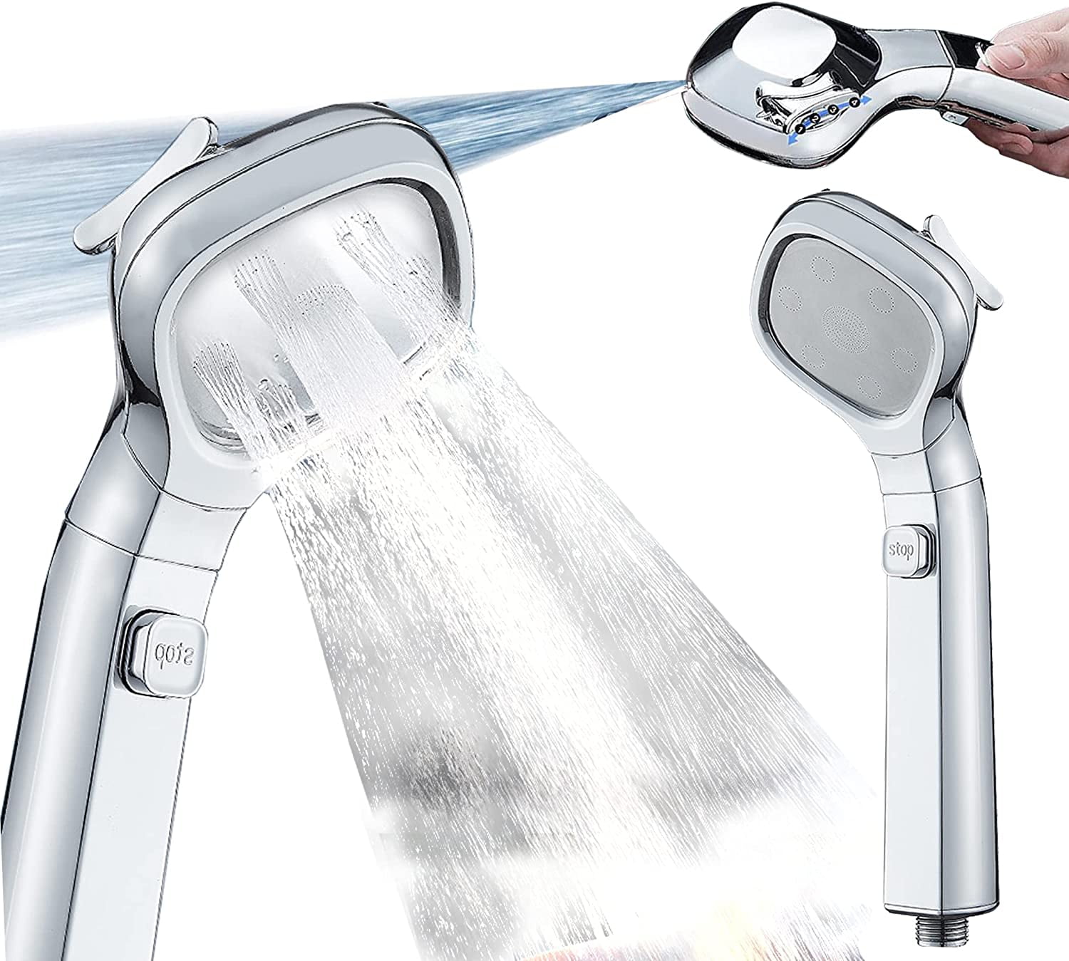 4mode Handheld Pressurized Shower Head, Multifunctional Vortex Shower