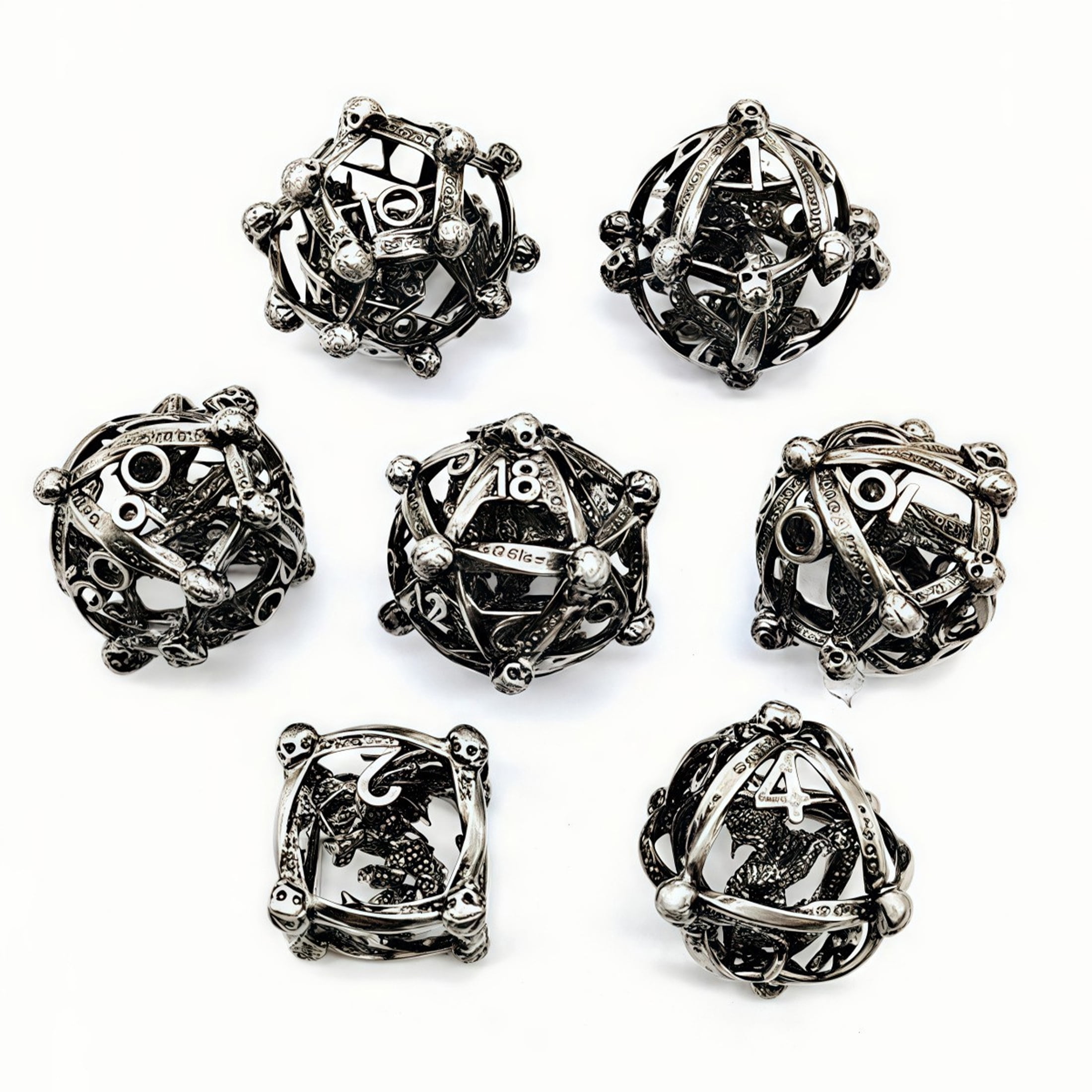 Hollow Dice Set DND Polyhedral Dragon and Dungeon Board Game TRPG Dice,Blue Metal Dice