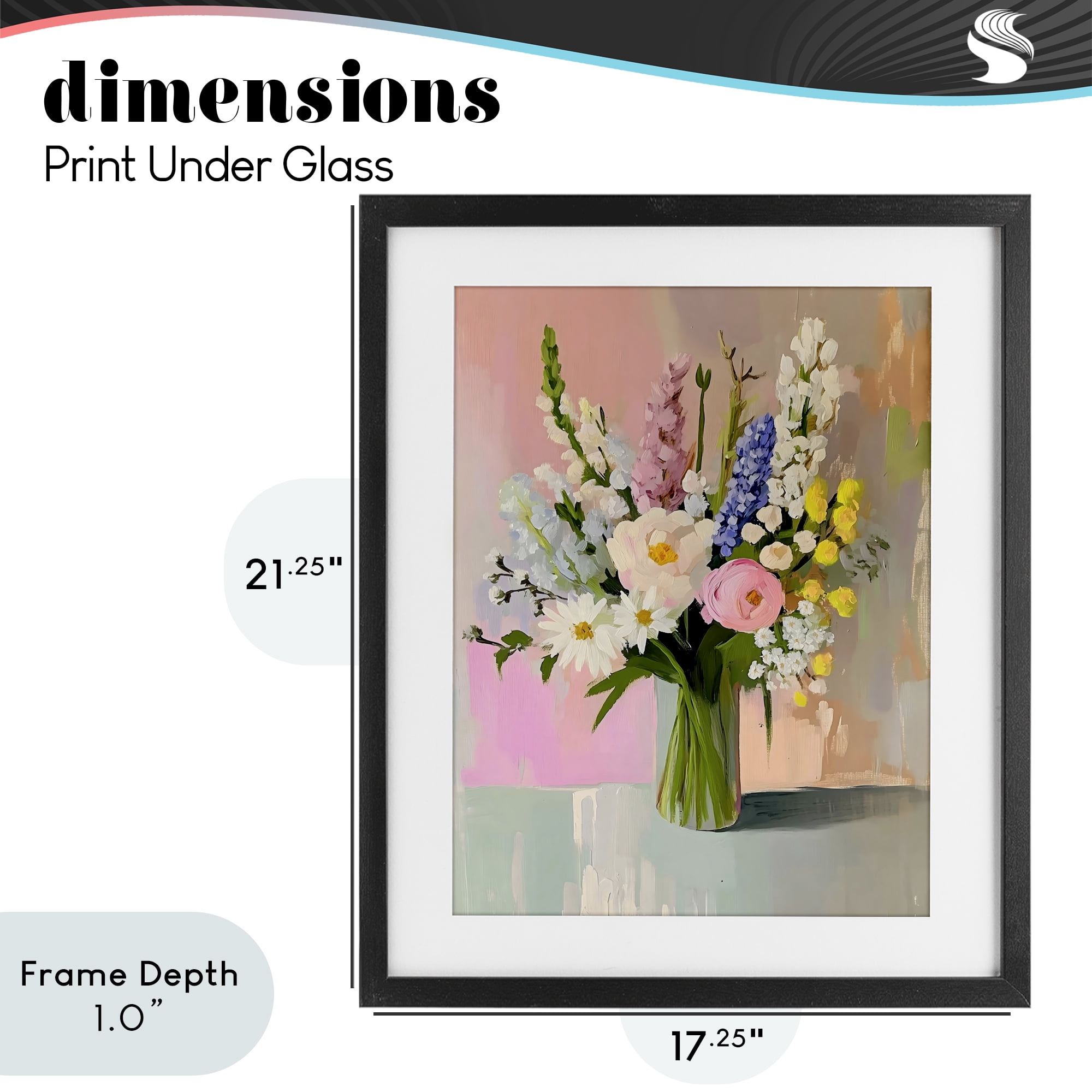 Stupell Industries Glass Vase with Spring Blooms Black Framed Print Under Glass, design by The Prints Vibe