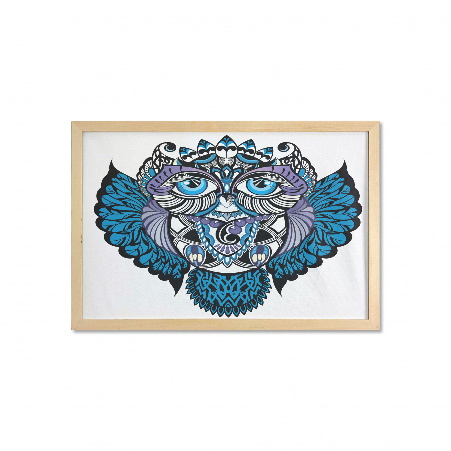 Tribal Wall Art with Frame, Owl Bird Animal Paisley Tattoo Design Big ...