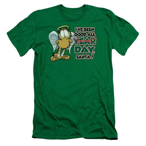 Garfield Ive Been Good S/S Adult 30/1 T-Shirt Kelly Green