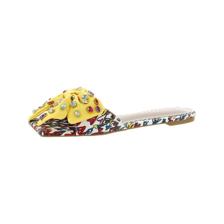 

Betsey Johnson Womens Daisyy-R Rhinestone Bow Slide Sandals